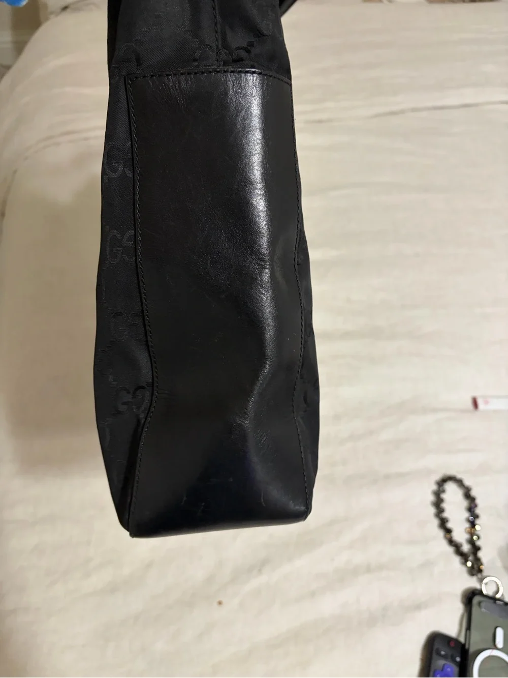 Gucci Black GG Monogram Hobo Shoulder Bag With Matching Wallet.